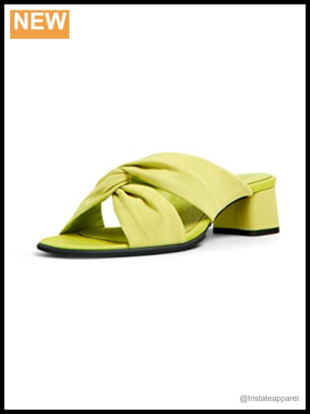 Leather Block Heel Slide Sandals with Ankle Strap